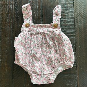 Floral Baby Romper with Button Straps